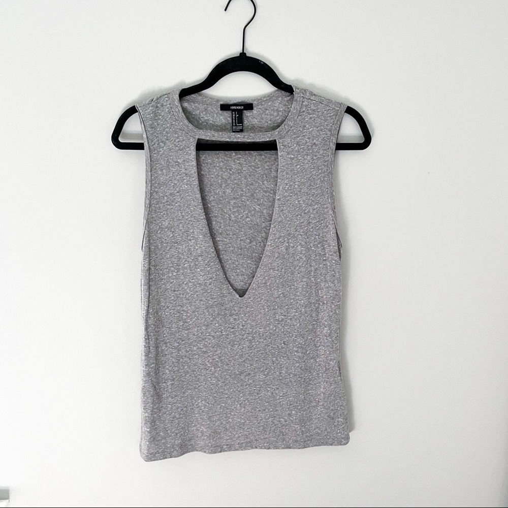 Gray Cutout Tee